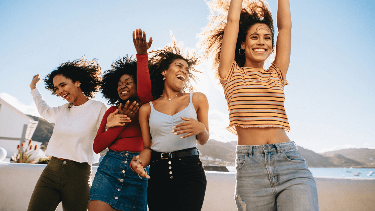 Group of young female adults on first holiday